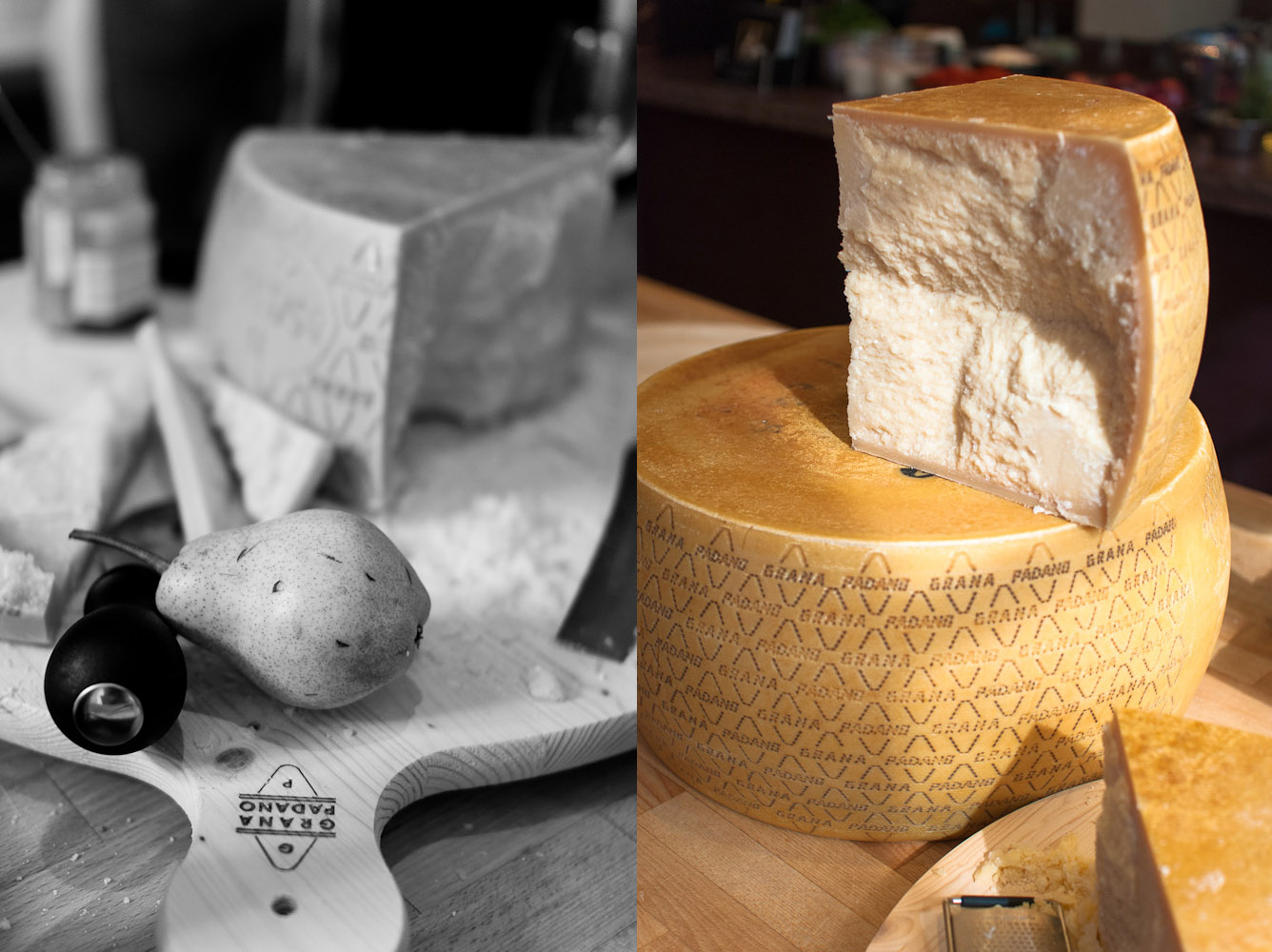 Wheel of Grana Padano cheese in Italy Wheel of Grana Padano cheese in Italy