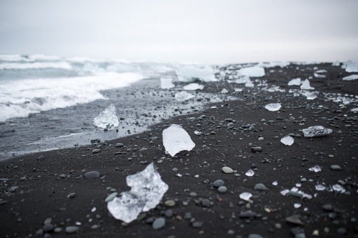 Ice on black sand beach in Iceland Ice on black sand beach in Iceland