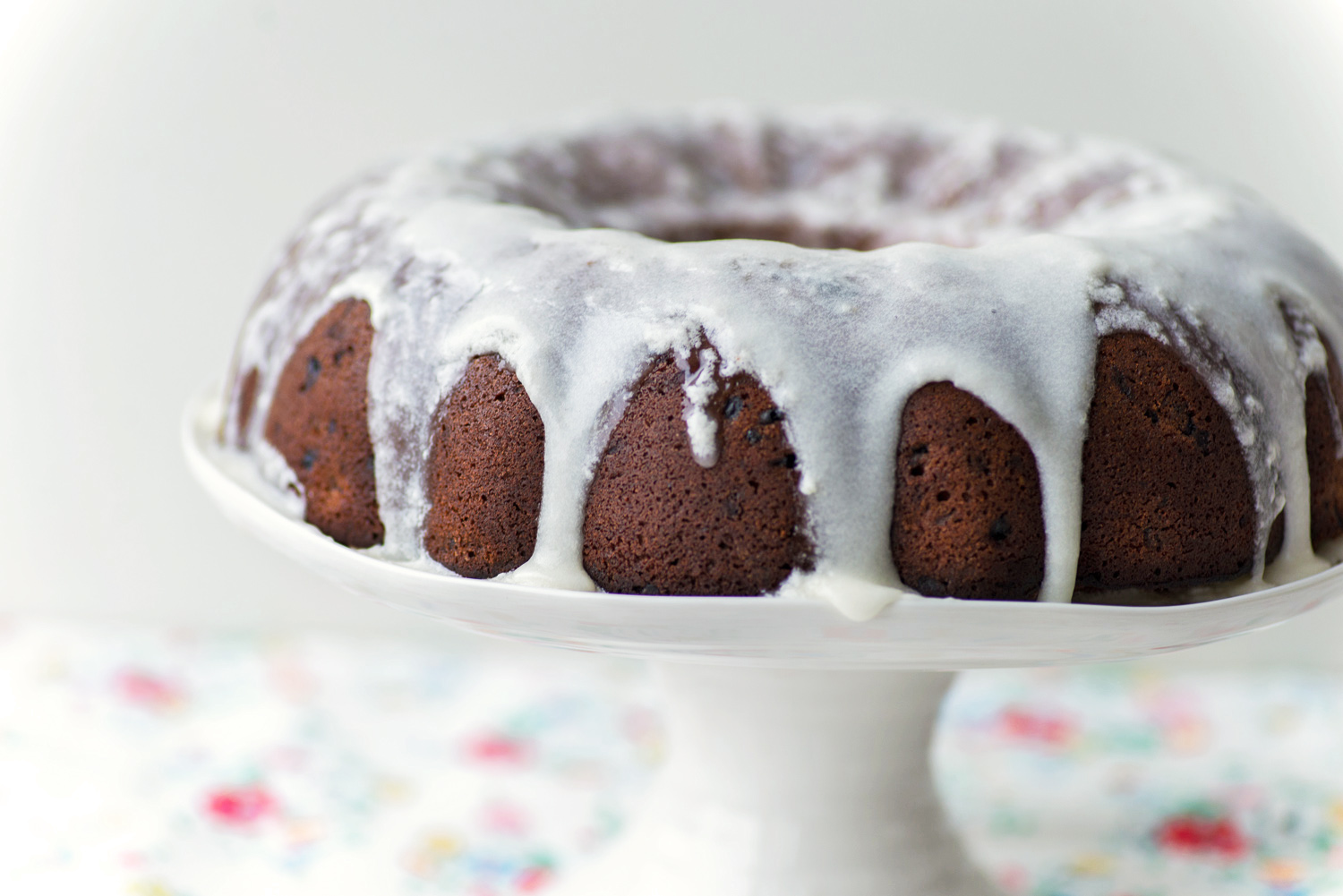 Raspberry Buttermilk Bundt Cake with sugar glaze