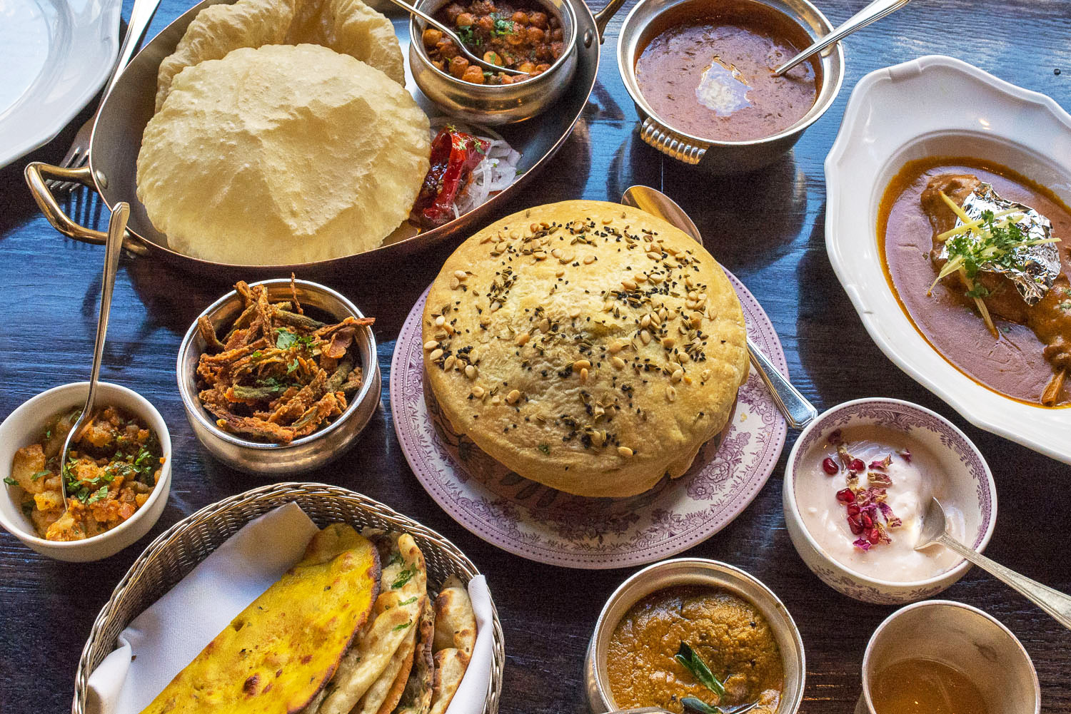 Indian dishes at Gymkhana restaurant in Mayfair, London