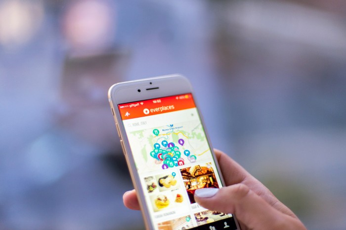 Everplaces app on iPhone smartphone