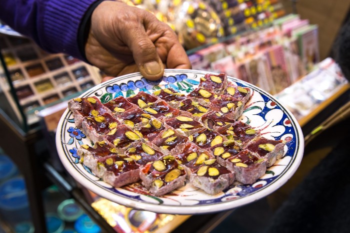 Turkish Delights on sale in the Spice Bazaar in Istanbul, Turkey