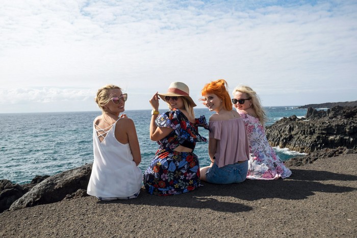 Girls on holiday in Lanzarote, Canary Islands Girls on holiday in Lanzarote, Canary Islands