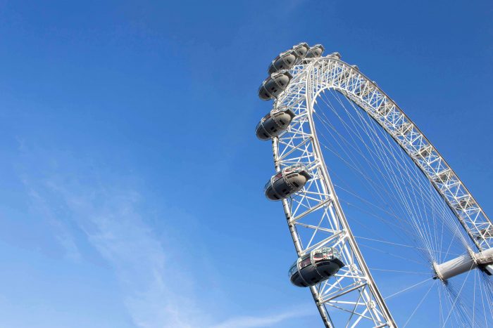 The London Eye, or the Millennium Wheel, on the South Bank of the River Thames in London