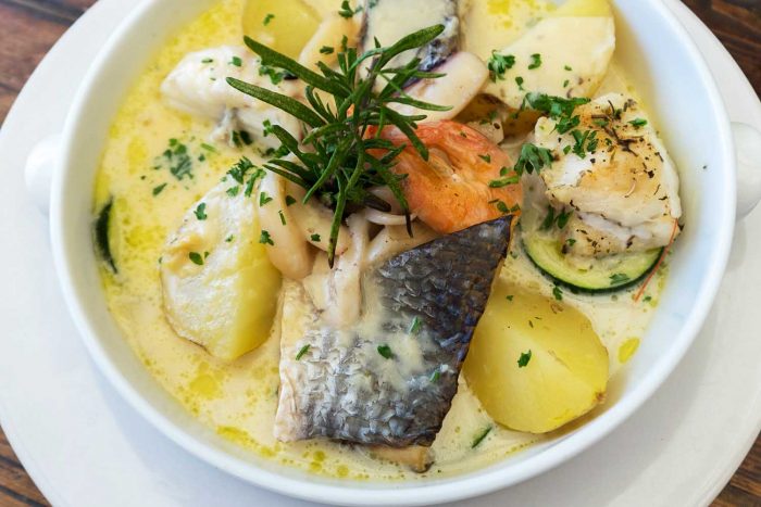Potato and seafood soup in Ile de Re, La Rochelle, France