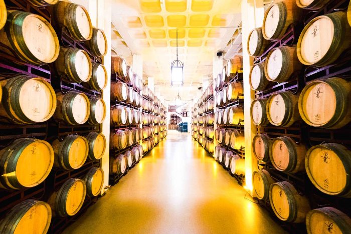 Wine cellar at Bodega Beronia in Rioja, Spain