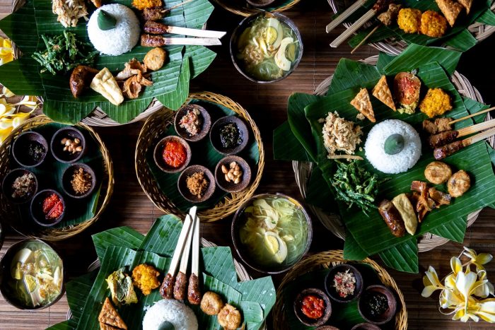 A Balinese lunch, a table full of food