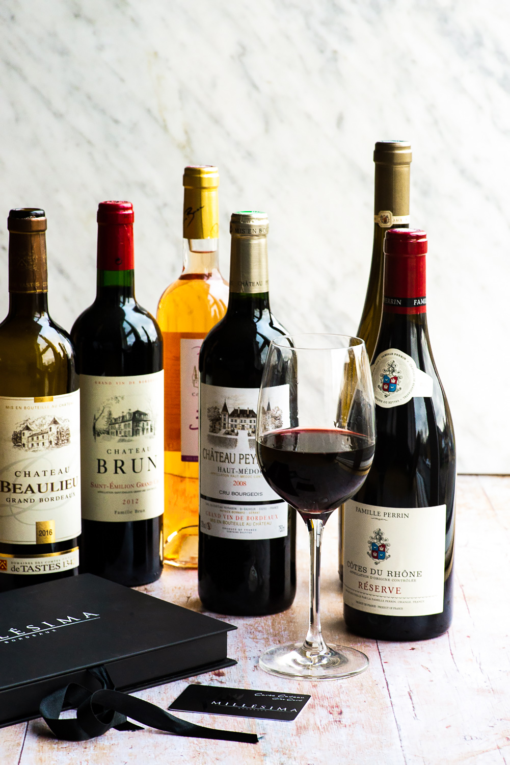 Grand crus Bordeaux wine bottles