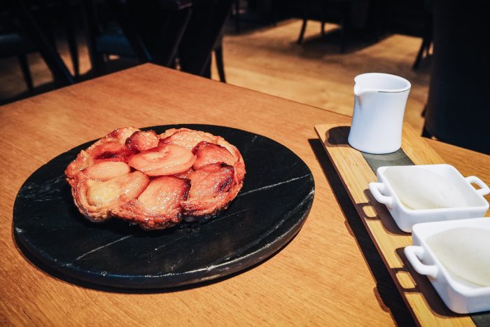 Tarte Tatin | Lunch and wine pairing at Les 110 de Taillevent, a sophisticated and modern French restaurant on Cavendish Square in the heart of Marylebone, London. 