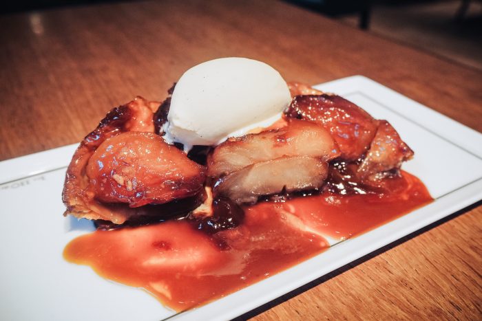 Tarte Tatin | Lunch and wine pairing at Les 110 de Taillevent, a sophisticated and modern French restaurant on Cavendish Square in the heart of Marylebone, London. 