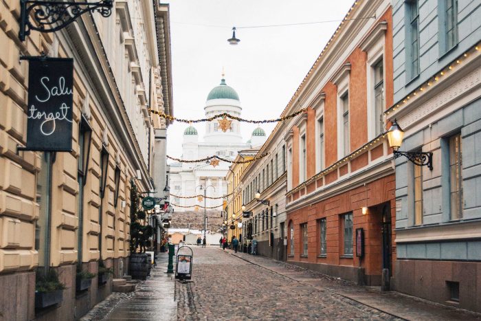 The streets of Torikorttelit leading to Senate Square and Helsinki Cathedral The streets of Torikorttelit leading to Senate Square and Helsinki Cathedral
