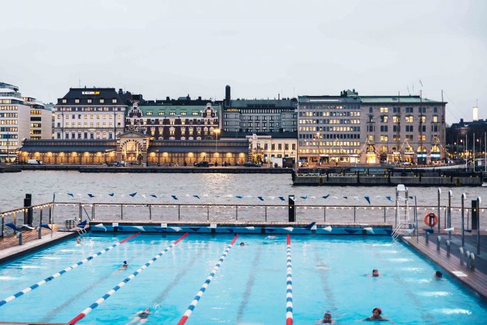 Allas Sea Pool outdoor swimming pool overlooking the harbour in Helsinki 