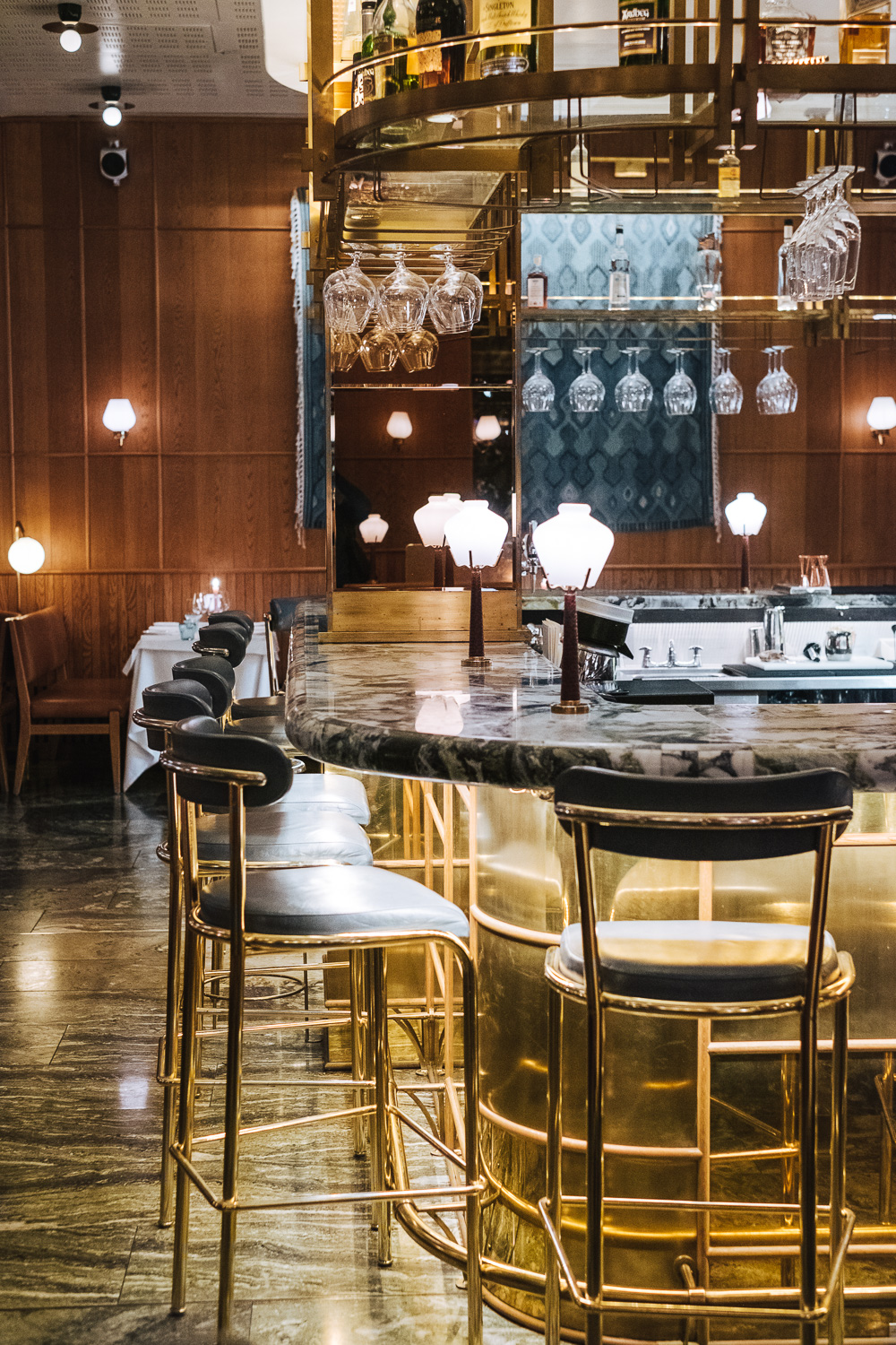 Aquavit, a Michelin-starred restaurant in St. James's Market, London The bar at Aquavit restaurant in St. James's Market, London