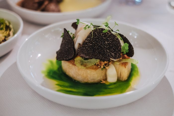 Roasted celeriac roulade at Aquavit, a Michelin-starred restaurant in St. James's Market, London Roasted celeriac roulade at Aquavit, a Michelin-starred restaurant in St. James's Market, London