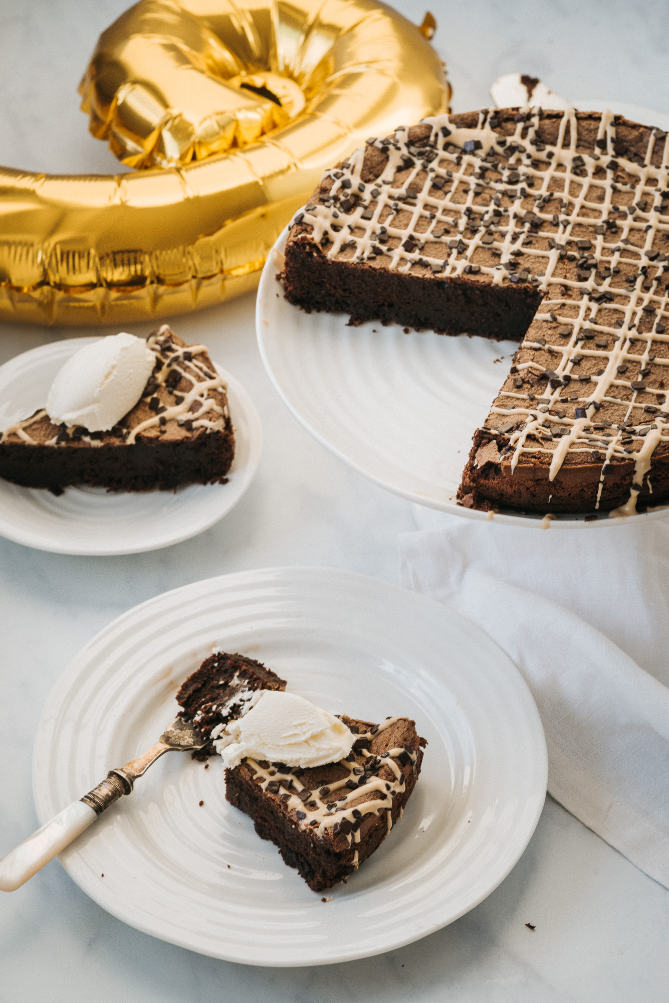 Gluten Free / Flourless / Nut-free Double Baked Dark Chocolate Cake (recipe by Ravneet Gill)