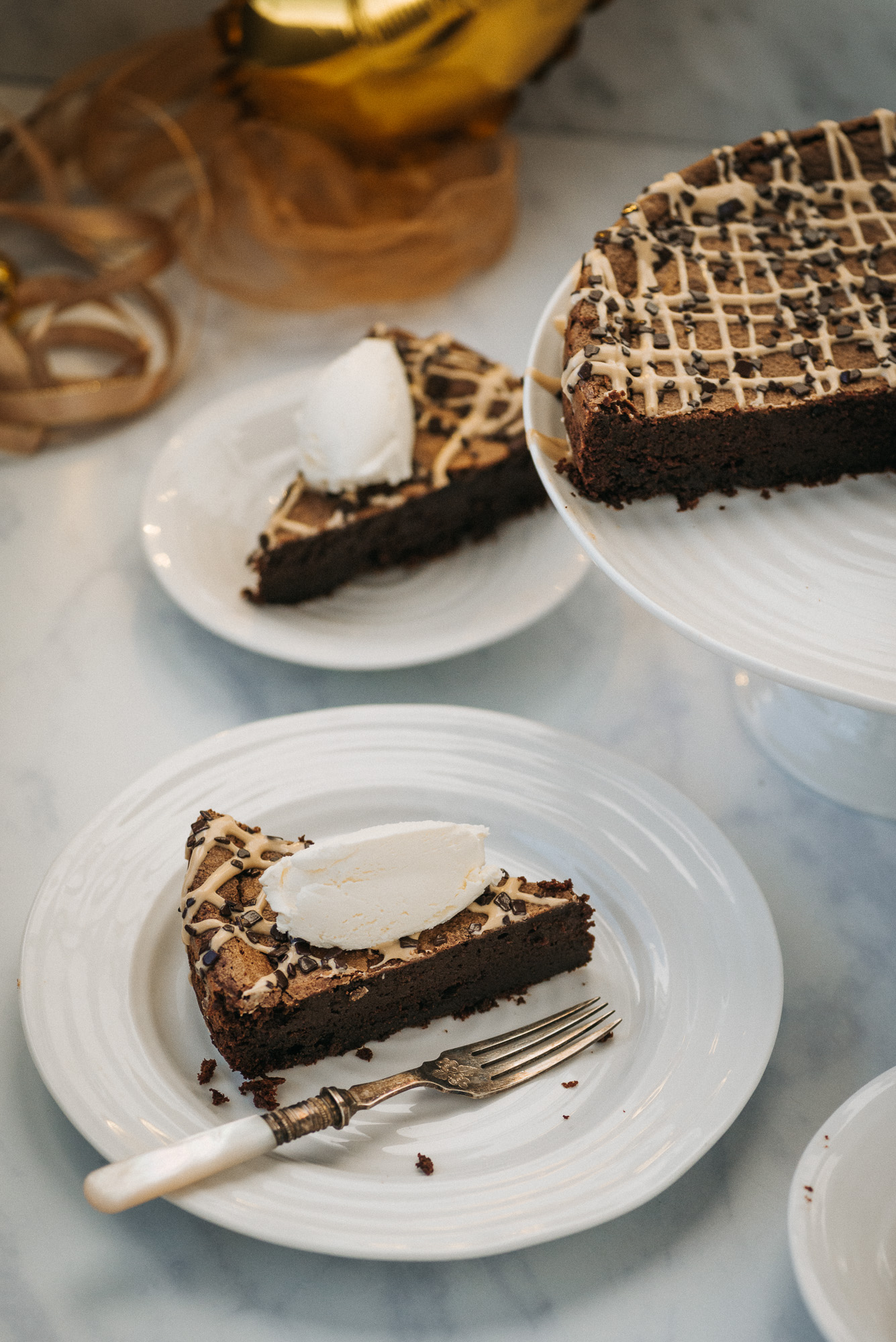 Gluten Free / Flourless / Nut-free Double Baked Dark Chocolate Cake (recipe by Ravneet Gill)