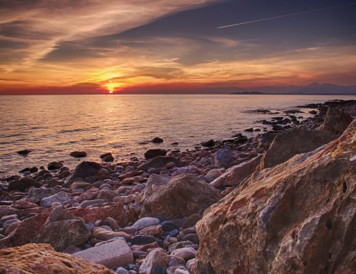 Sunset over the Mediterranean Sea in Murcia, Spain