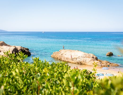 A white sandy beach in Corsica island, France