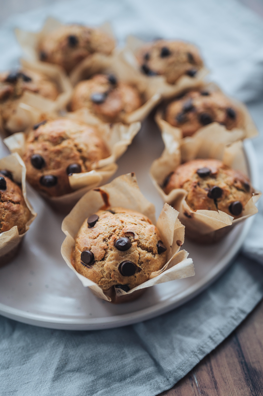 Peanut Butter, Banana, Oats and Chocolate Chip Muffins
