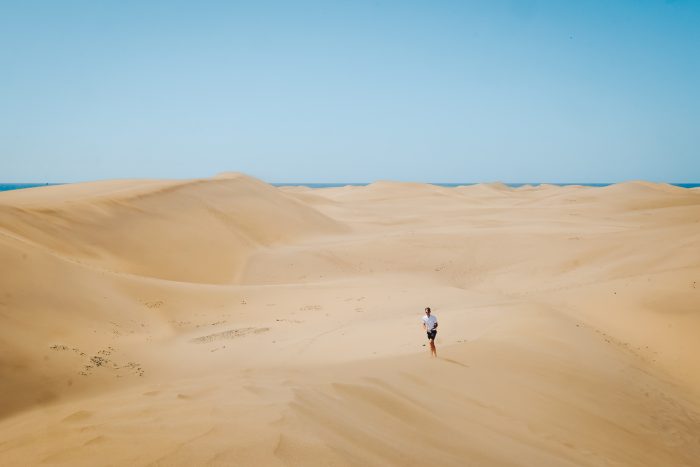 Maspalomas sand dunes, part of a UNESCO Biosphere Reserve in Gran Canaria island