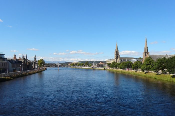 Inverness, River Ness in Scotland, UK Inverness, River Ness in Scotland, UK