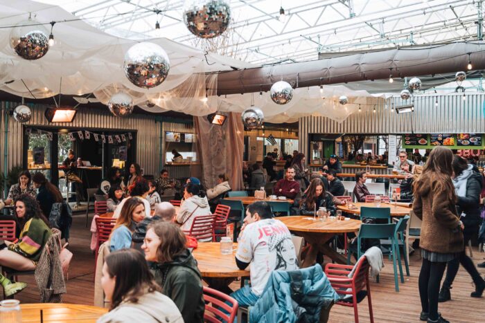 Street food hall at Manifesto Market in Prague Street food hall at Manifesto Market in Prague