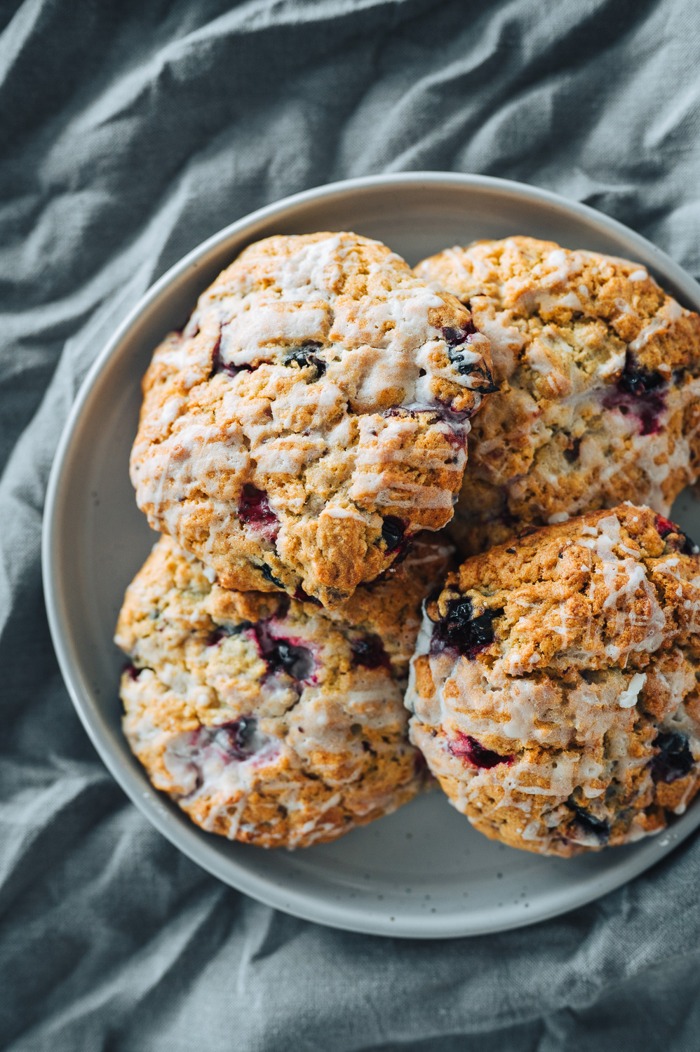 Quick and easy drop biscuits with whole blueberries. Recipe adapted from New York Times Cooking. #mondomulia
