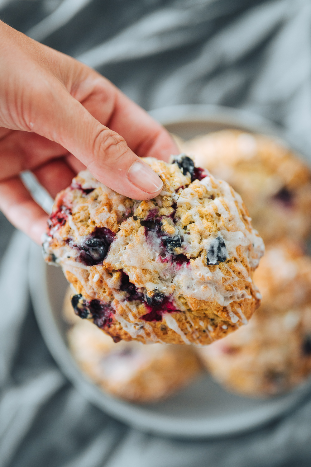 Quick and easy drop biscuits with whole blueberries. Recipe adapted from New York Times Cooking. #mondomulia