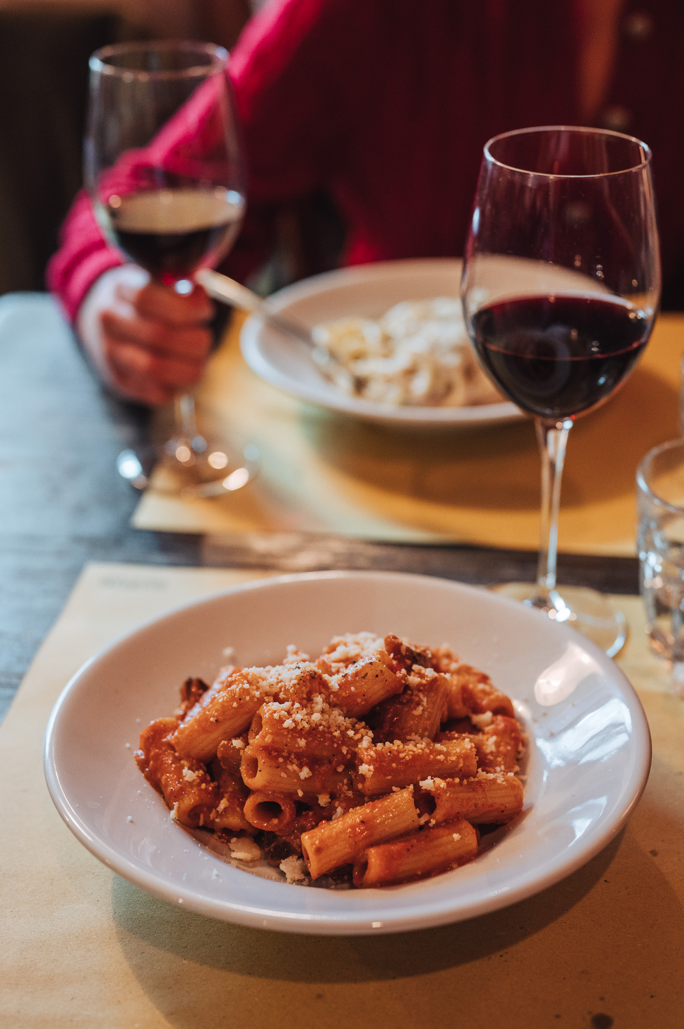 Rigatoni alla Amatriciana at Trattoria Pennestri in Testaccio, Rome Rigatoni alla Amatriciana at Trattoria Pennestri in Testaccio, Rome