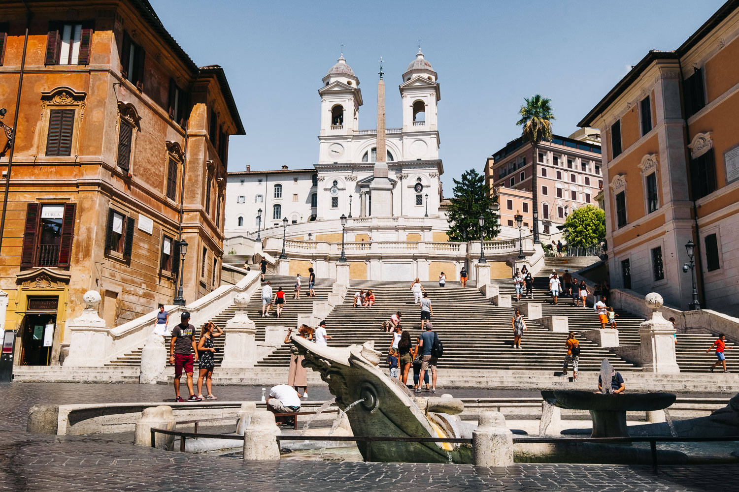 The Spanish Steps and Barcaccia Fountain in Rome, Italy