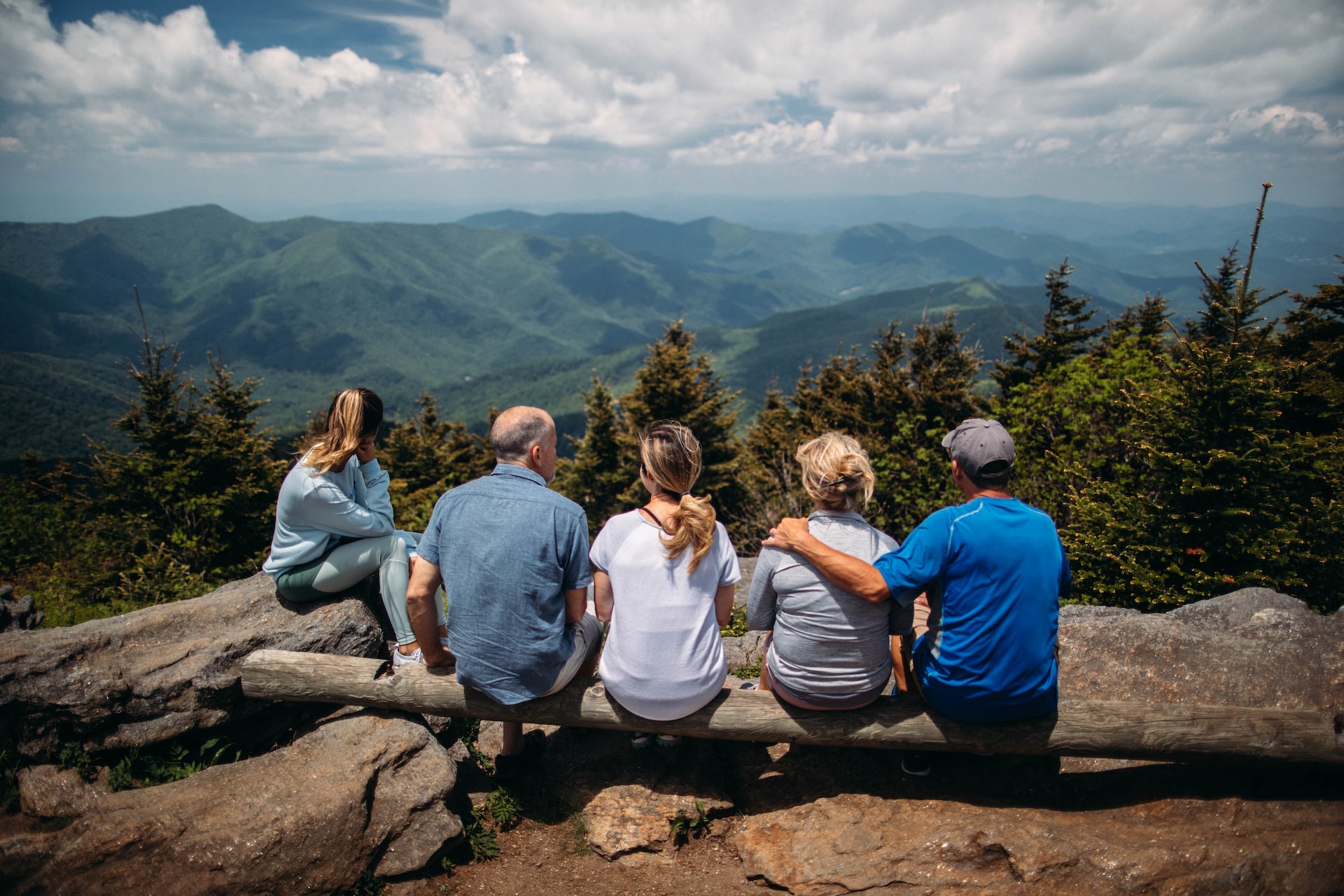 Family members on holiday in the mountains