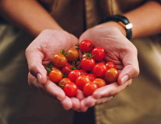 Man holding cherry tomatoes in his hands