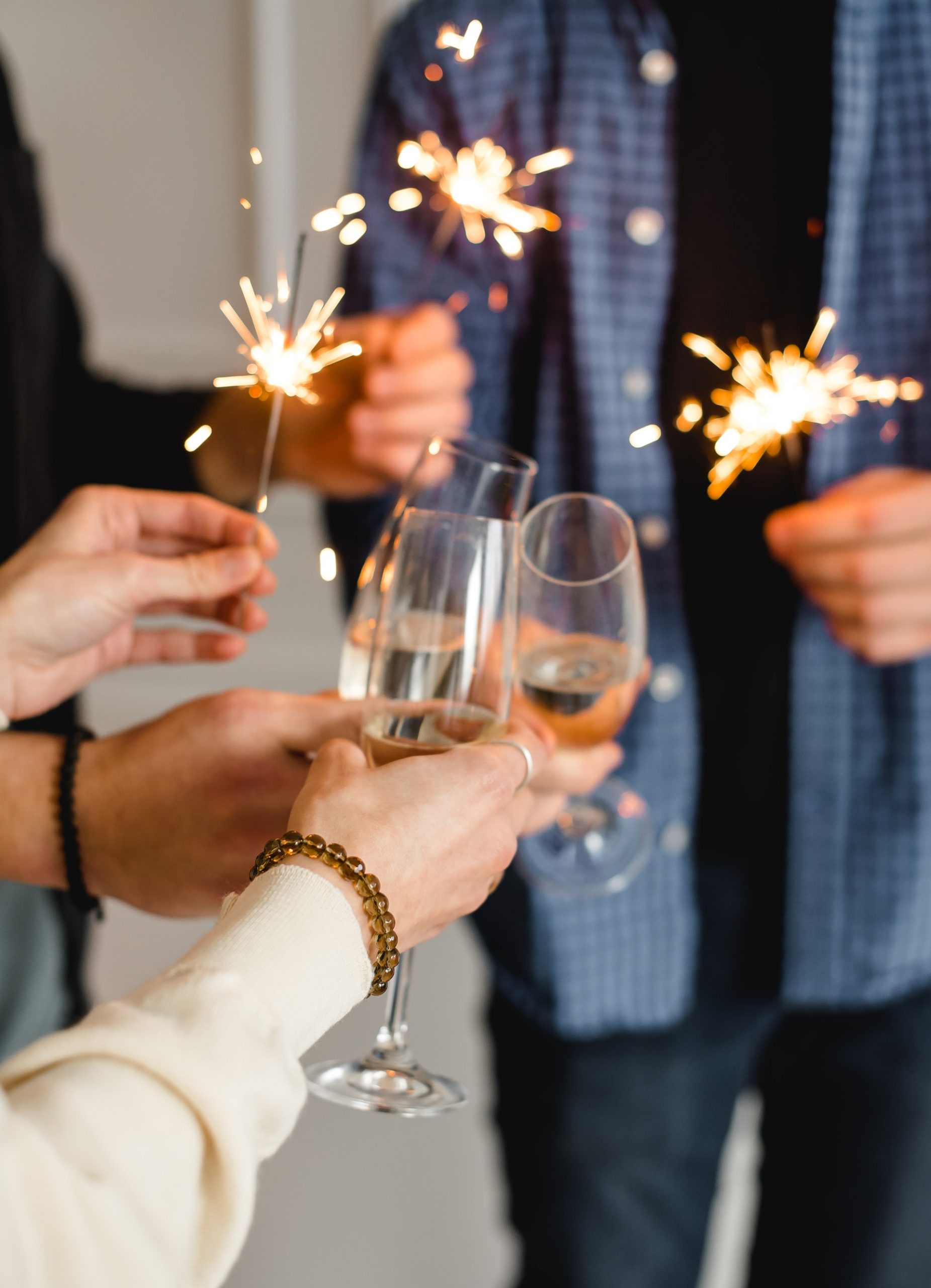 New Year Celebration with Champagne and sparklers New Year Celebration with Champagne and sparklers