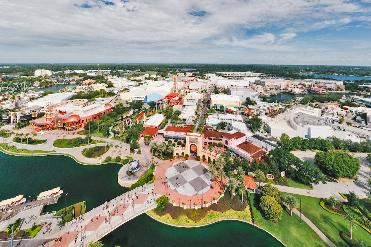 Aerial View Buildings in Universal Orlando Resort Florida
