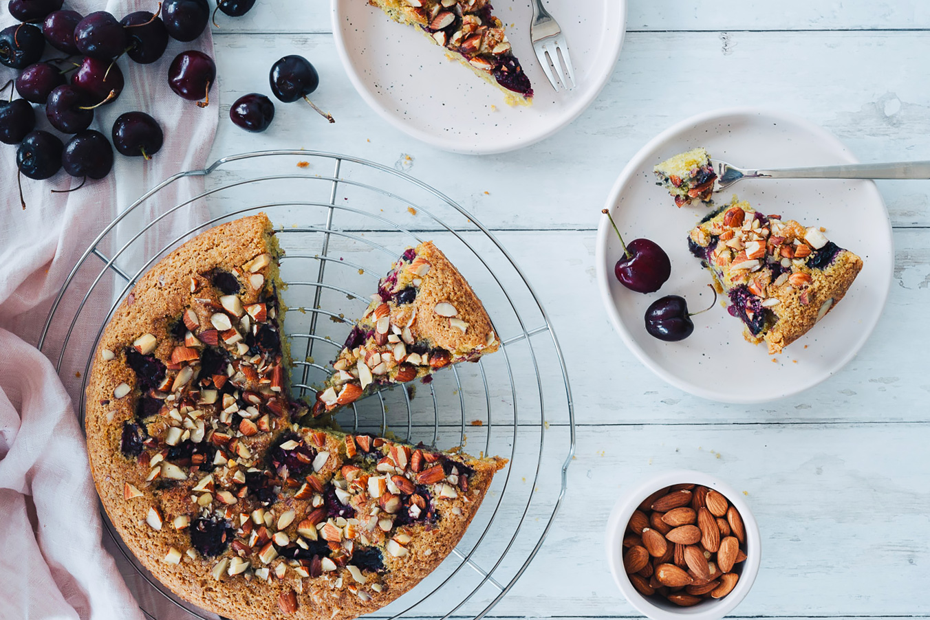 Polenta, Cherry, and Almond Cake is a great addition to any plant-based diet. It's simple, tasty, and packed with nutrients, making it a guilt-free indulgence