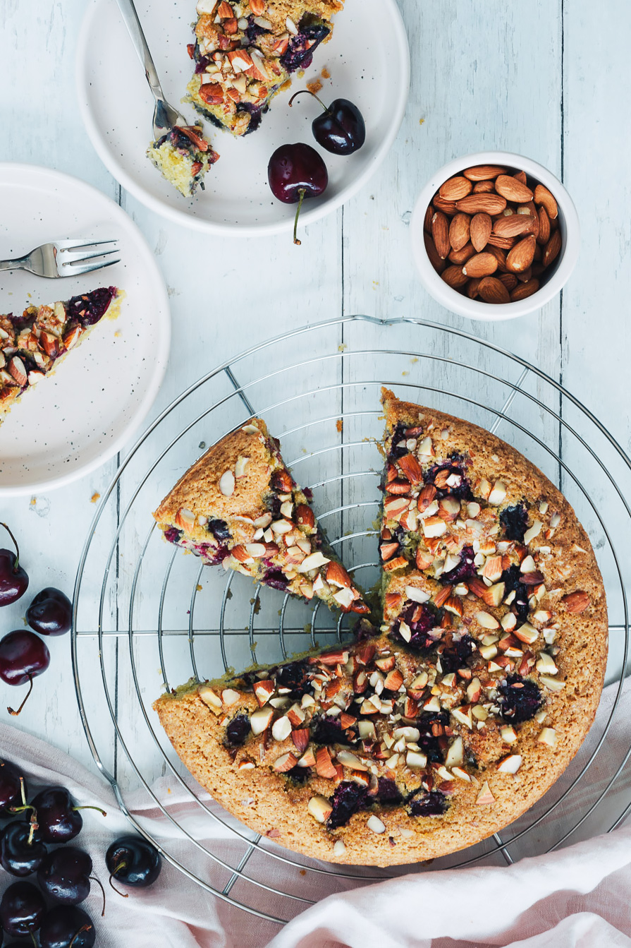 This Polenta, Cherry, and Almond Cake is a great addition to any plant-based diet. It's simple, tasty, and packed with nutrients, making it a guilt-free indulgence