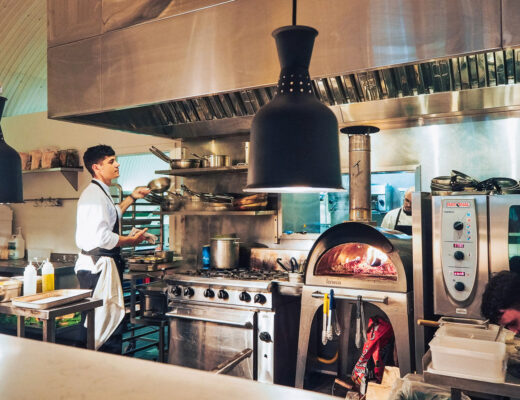 Chef working in a kitchen in a London restaurant