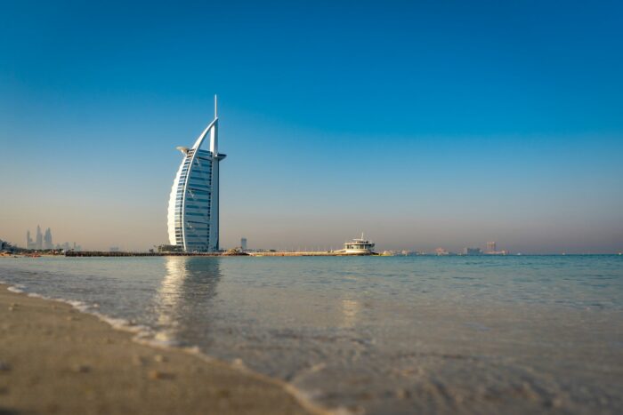 Burj al Arab building by the sea in Dubai