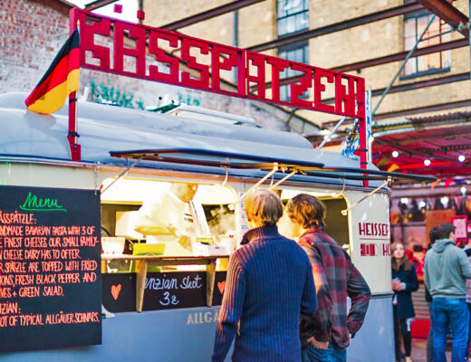A food truck selling German street food in East London