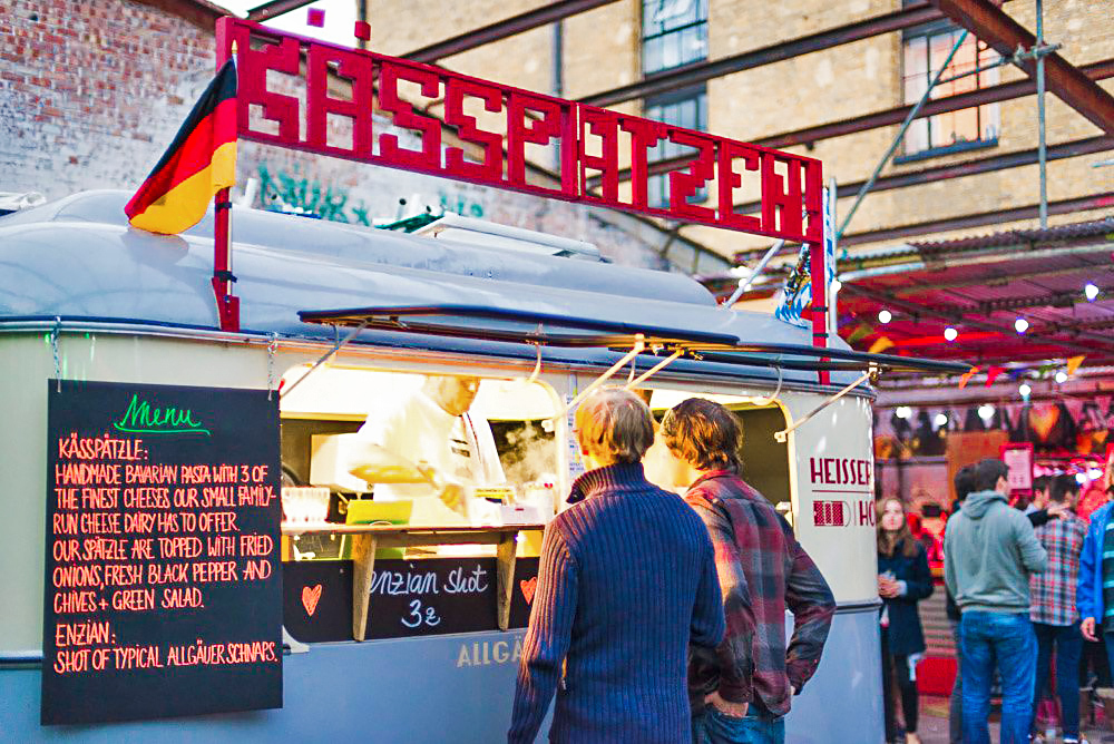 A food truck selling German street food in East London