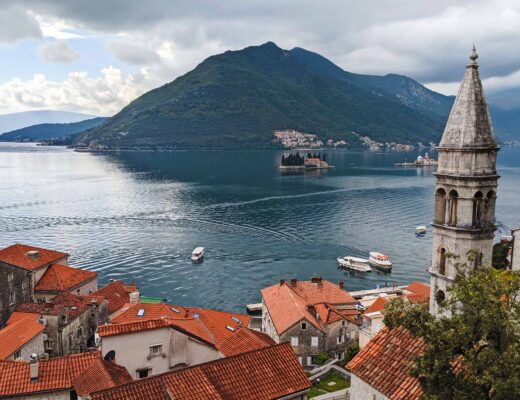 The town of Perast and the bay of Kotor in Montenegro
