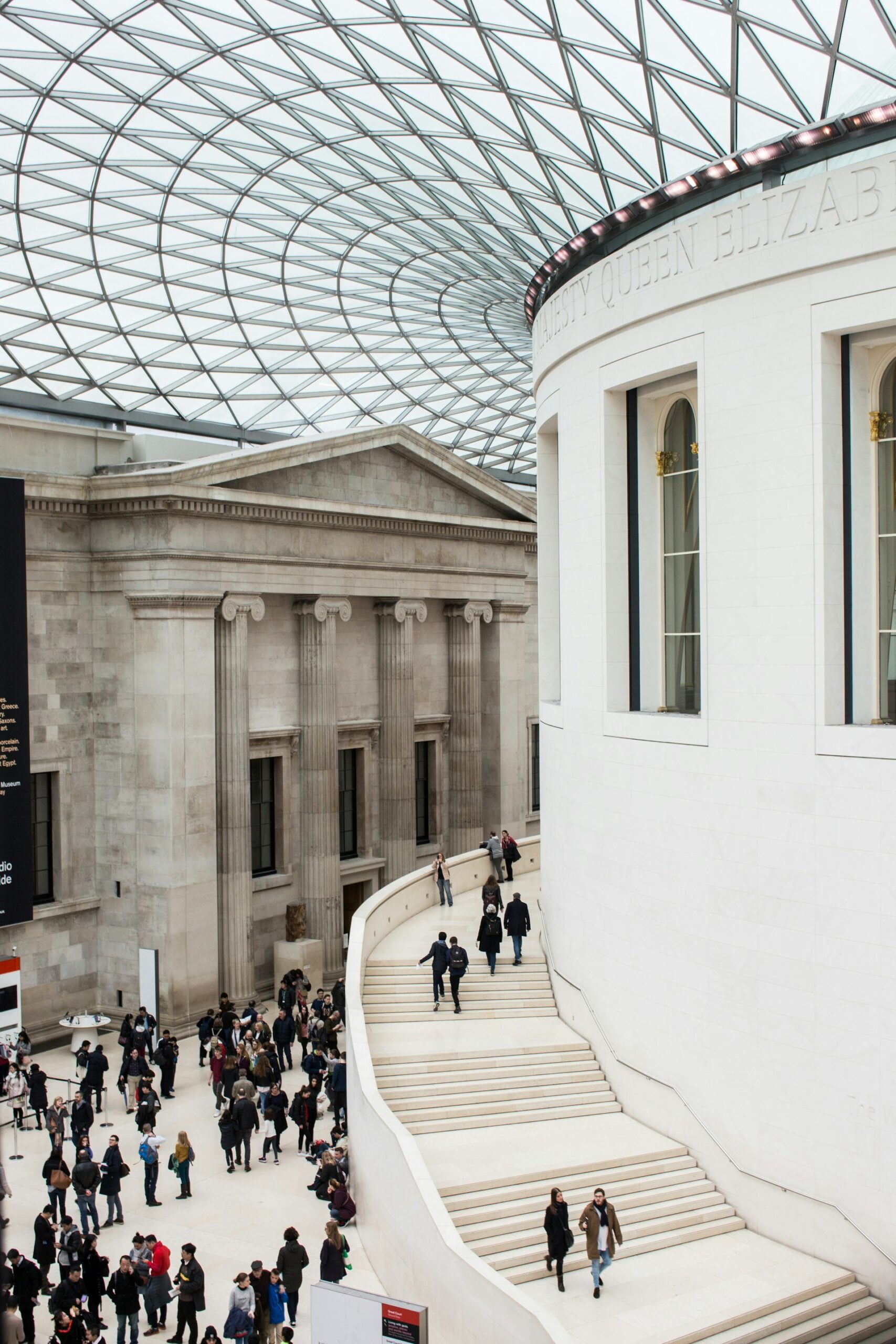 People walking inside the London British museum