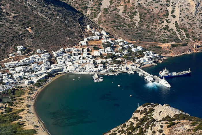 The sea and a town on the island of Sifnos in Greece The sea and a town on the island of Sifnos in Greece