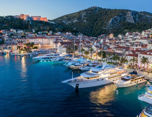 a marina with boats on the adriatic sea in croatia