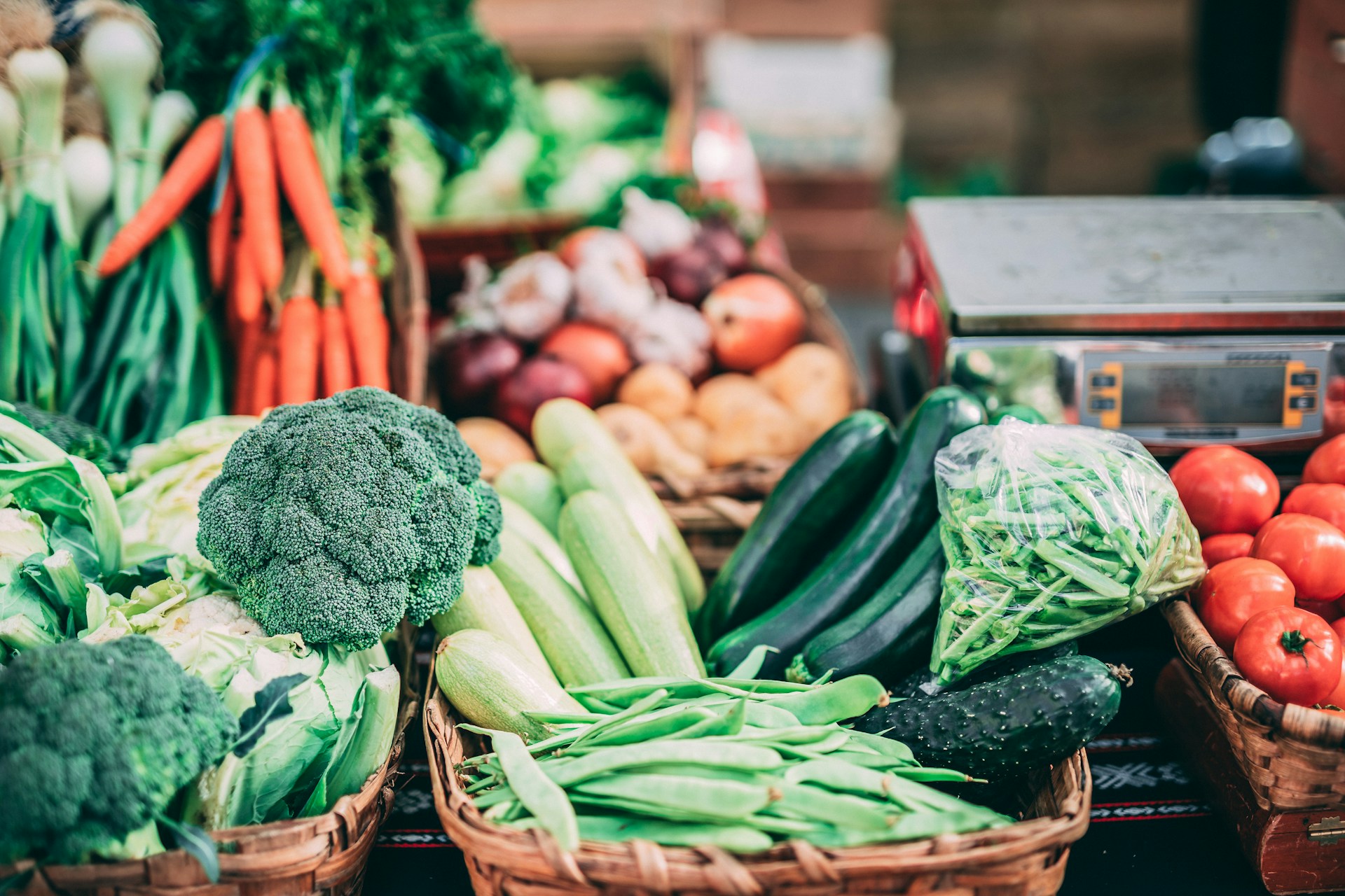 vegetables on sale at a food market