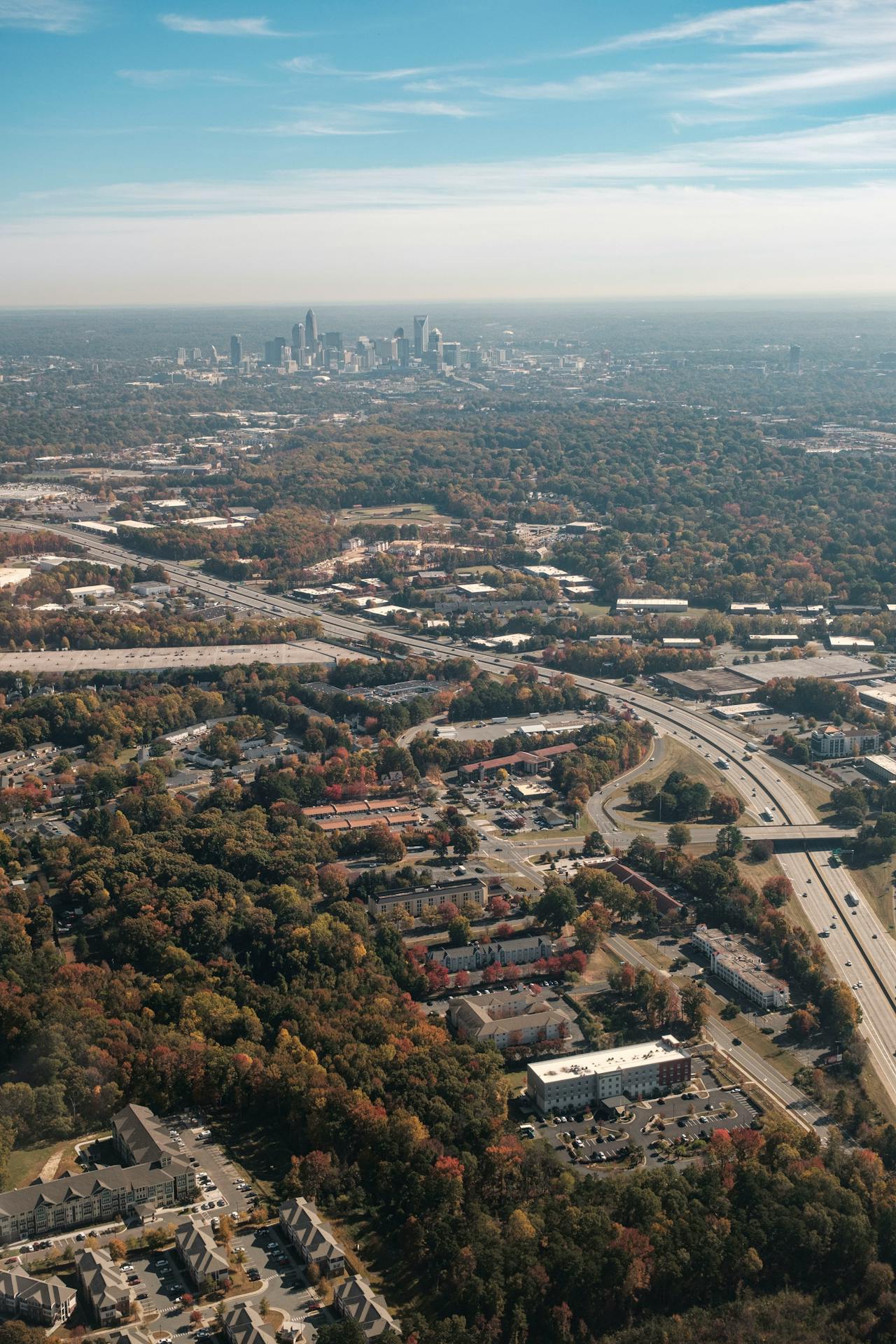 city buildings and roads in green area in united states city buildings and roads in green area in united states