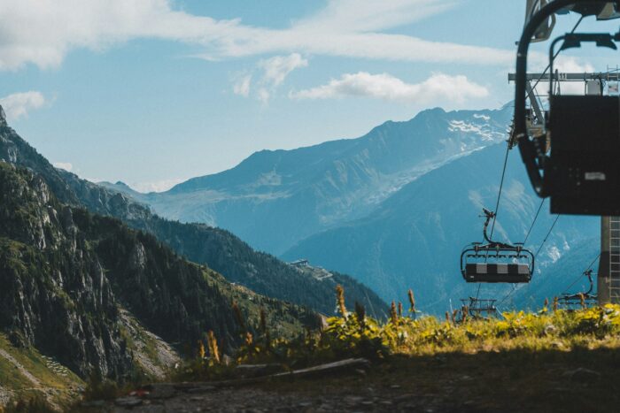 cable car over alpine mountain range