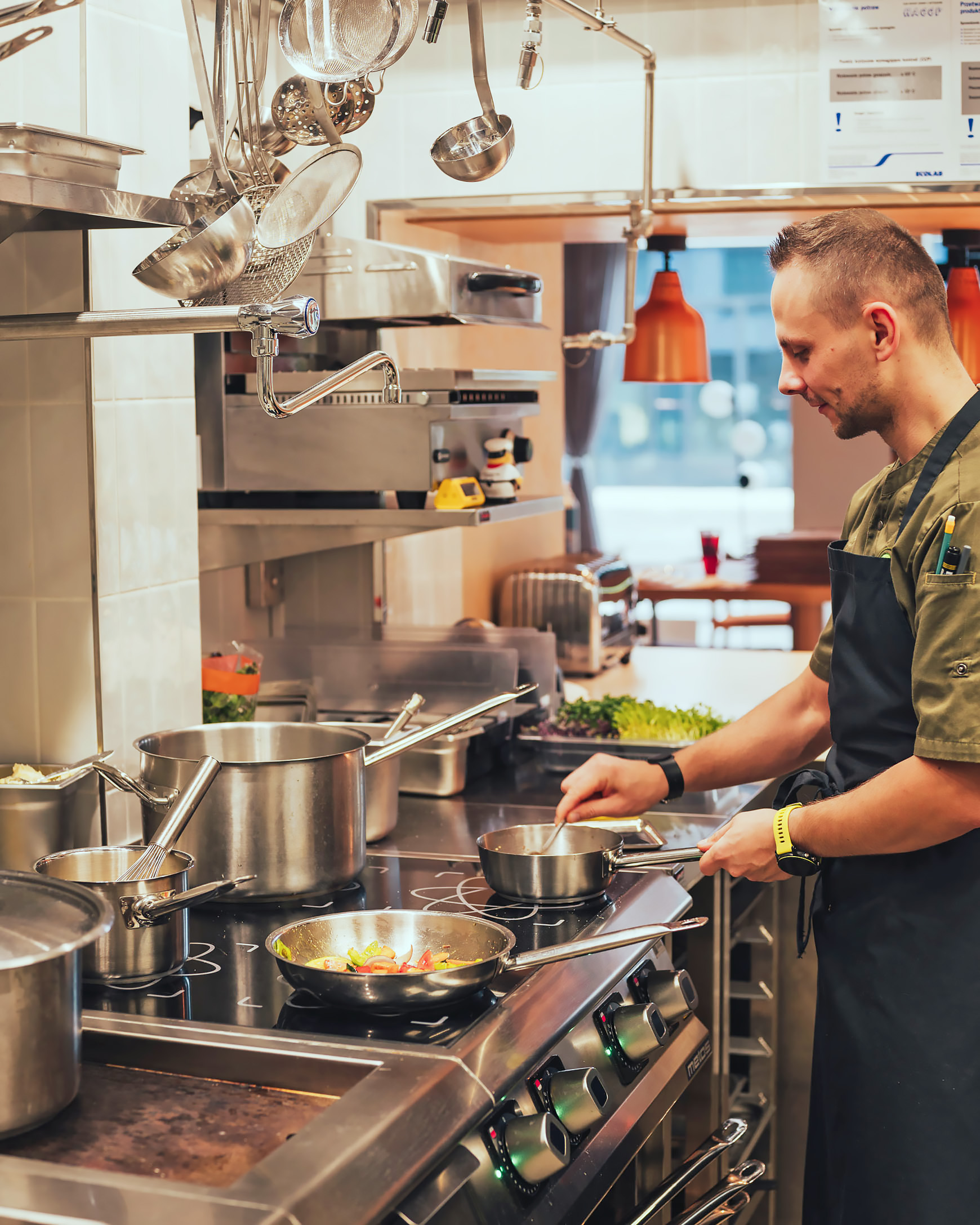 Chef cooking in a restaurant kitchen