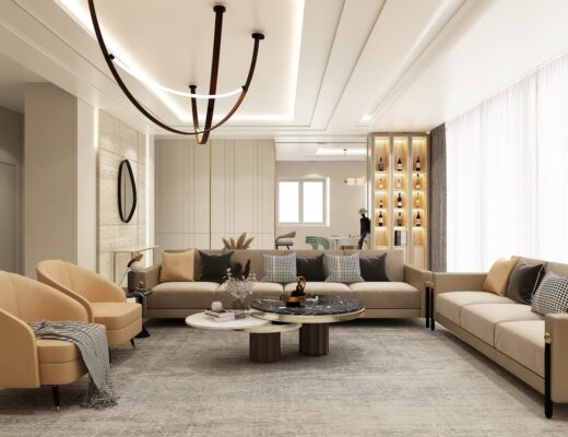 modern luxury living room with elegant decor