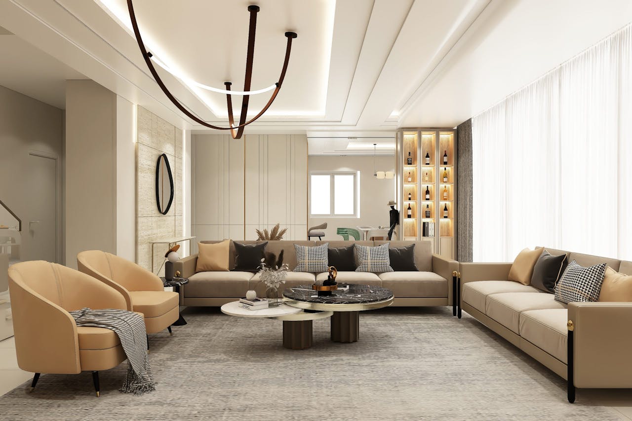modern luxury living room with elegant decor